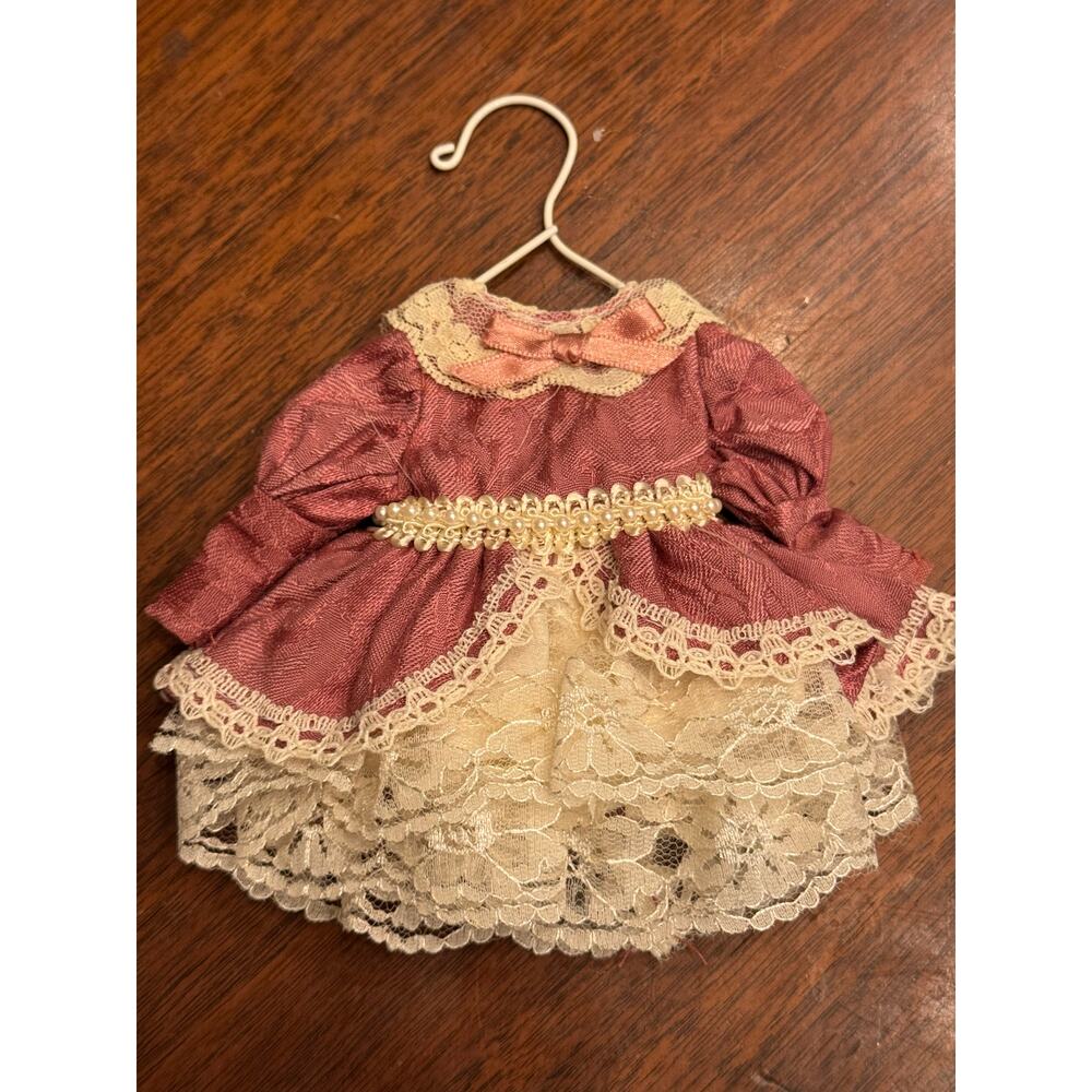 Vintage 5” Miniature Lace Dress Ornament Made in Taiwan Shabby Chic Decor